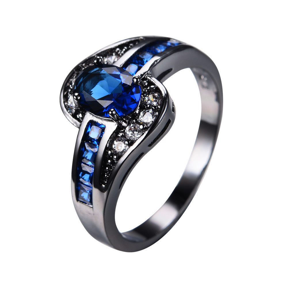 Womens Vintage Oval Ring with Zircon Gold Plated Copper Inlay Elegant Fashion Jewelry Ring For Women And Girls