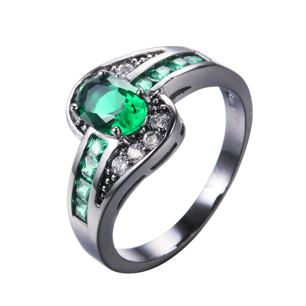 Womens Vintage Oval Ring with Zircon Gold Plated Copper Inlay Elegant Fashion Jewelry Ring For Women And Girls