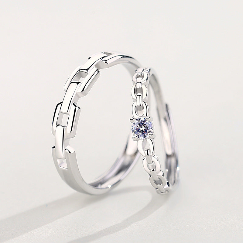 Korean Style Zircon Square Ring 925 Silver for Couple Fashion Jewelry Light Luxury Ring Modern Everyday Styles