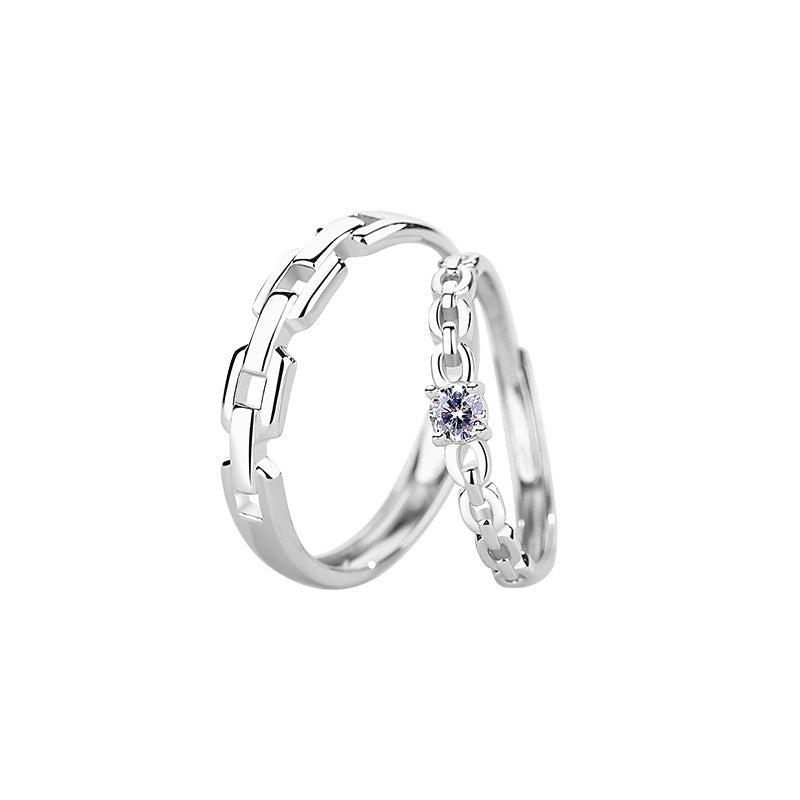 Korean Style Zircon Square Ring 925 Silver for Couple Fashion Jewelry Light Luxury Ring Modern Everyday Styles