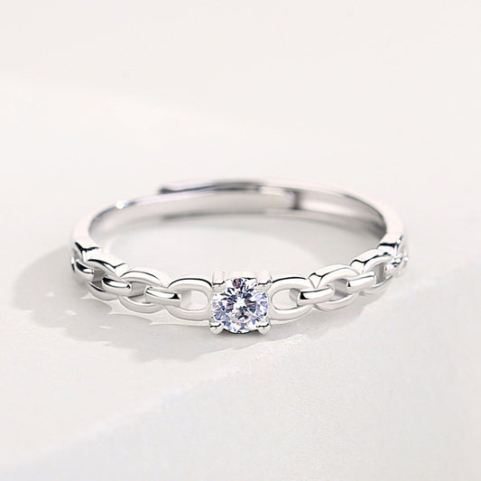 Korean Style Zircon Square Ring 925 Silver for Couple Fashion Jewelry Light Luxury Ring Modern Everyday Styles