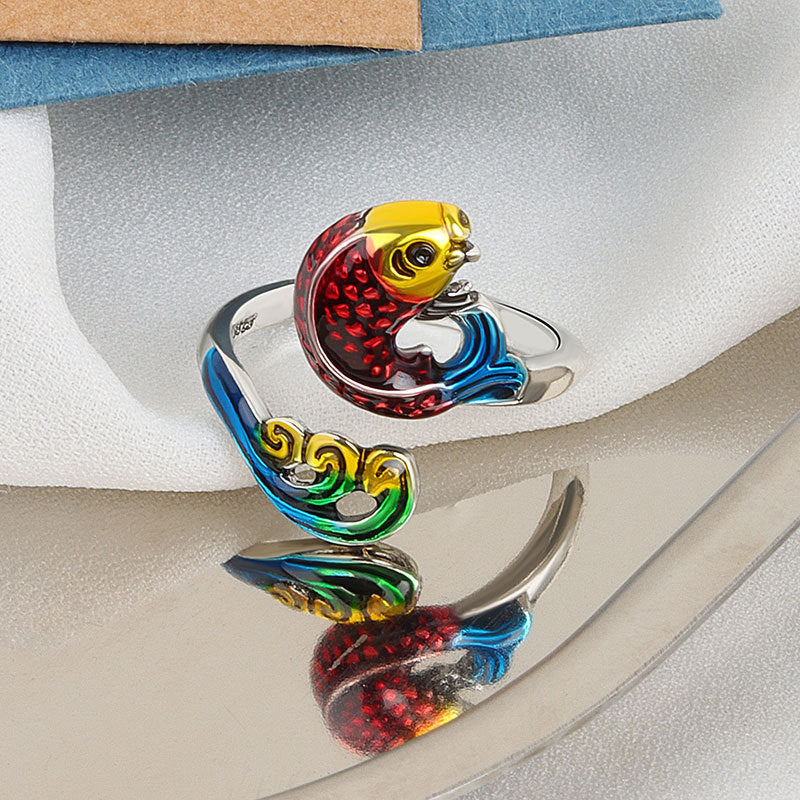 Womens Adjustable Copper Ring Peacock Inlaid Gem Electroplated Retro Design Ring For Women With Colorful Gem Inlays