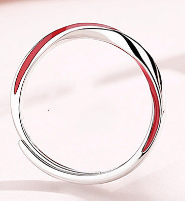 Couple Ring Set Red Mobius 925 Silver Matching Bands For Him And Her Promise Wedding Engagement AnniversaryProX
