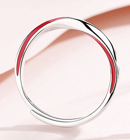 Couple Ring Set Red Mobius 925 Silver Matching Bands For Him And Her Promise Wedding Engagement AnniversaryProX