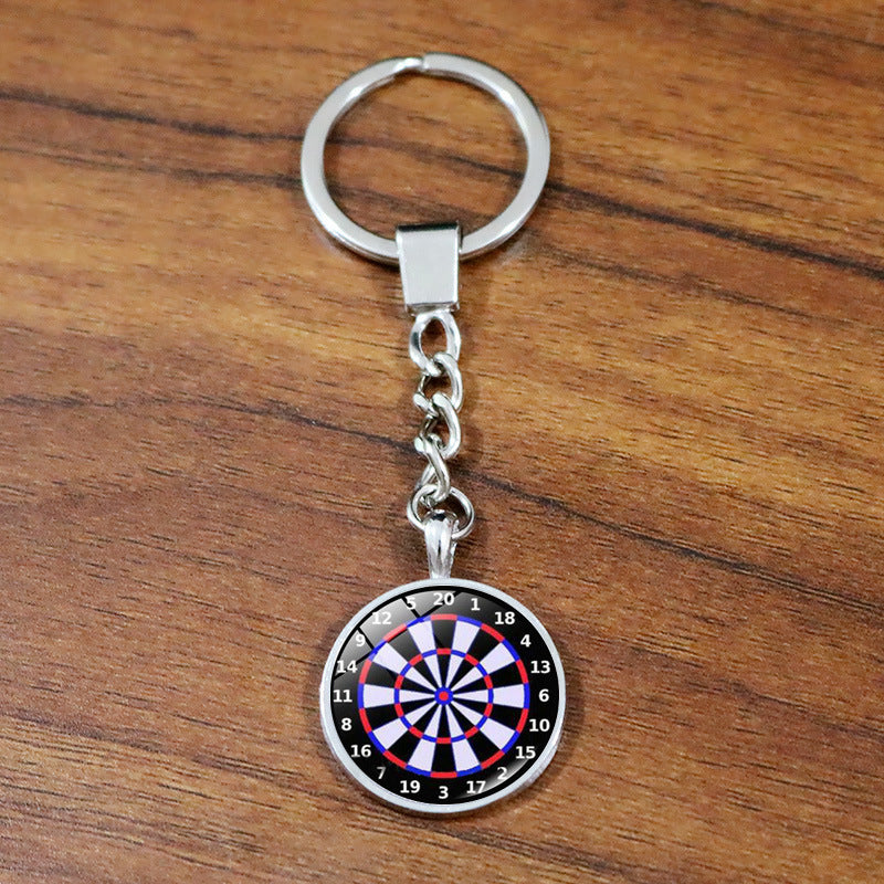 Metal Keychain With Glass Gem Dart Target Design Zinc Alloy Key Ring Creative Jewelry Gift For Friends For All