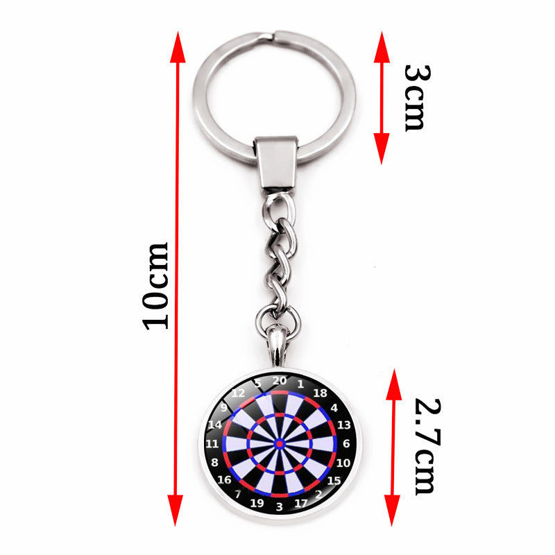 Metal Keychain With Glass Gem Dart Target Design Zinc Alloy Key Ring Creative Jewelry Gift For Friends For All