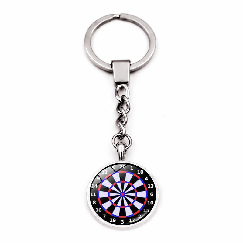 Metal Keychain With Glass Gem Dart Target Design Zinc Alloy Key Ring Creative Jewelry Gift For Friends For All
