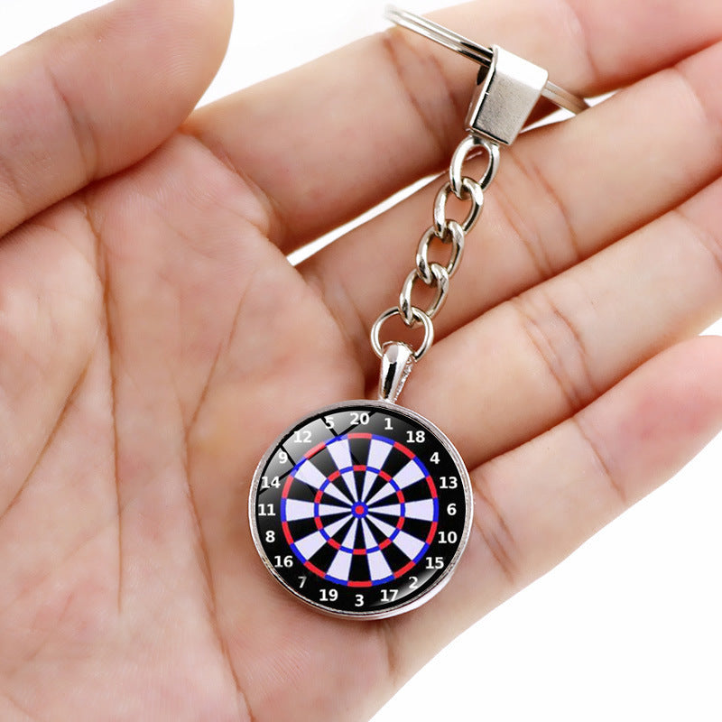 Metal Keychain With Glass Gem Dart Target Design Zinc Alloy Key Ring Creative Jewelry Gift For Friends For All