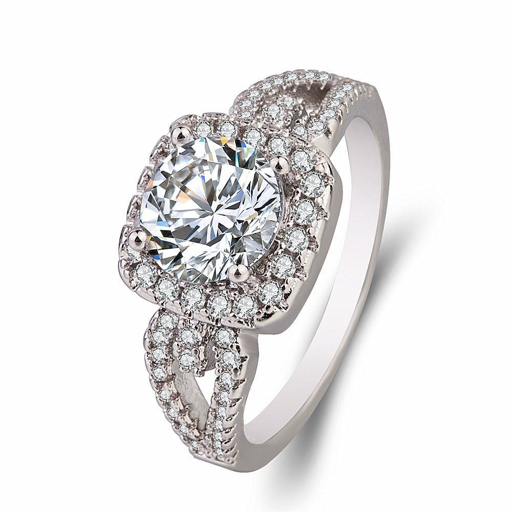 Heart Shaped Simulated Diamond Ring For Women Zircon Alloy Electroplated Engagement Gift Jewelry Gift For Her