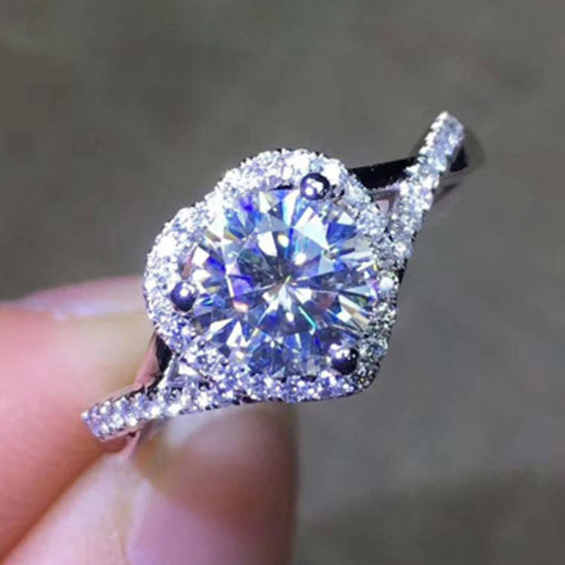 Heart Shaped Simulated Diamond Ring For Women Zircon Alloy Electroplated Engagement Gift Jewelry Gift For Her