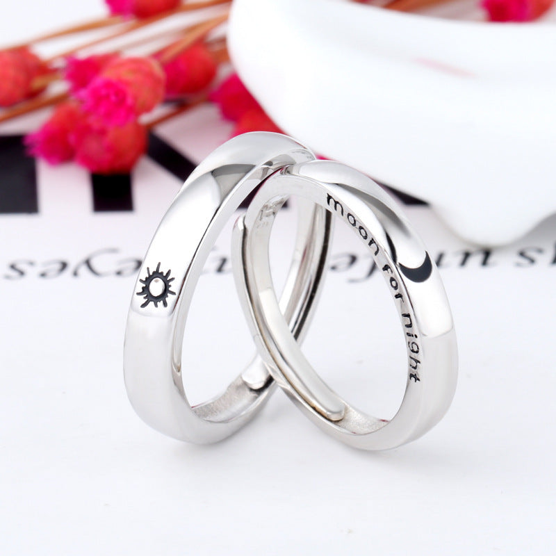 Couple Rings Fashion Silver Sun Moon Star Geometric Matching Rings For Women And Men Gift Set Timely Accessory