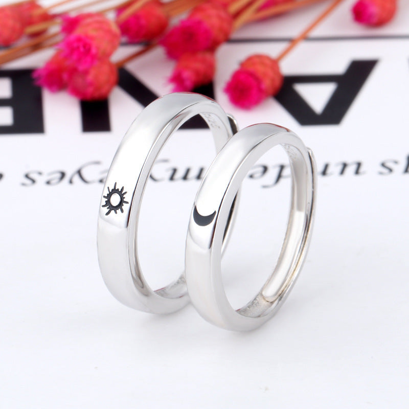Couple Rings Fashion Silver Sun Moon Star Geometric Matching Rings For Women And Men Gift Set Timely Accessory