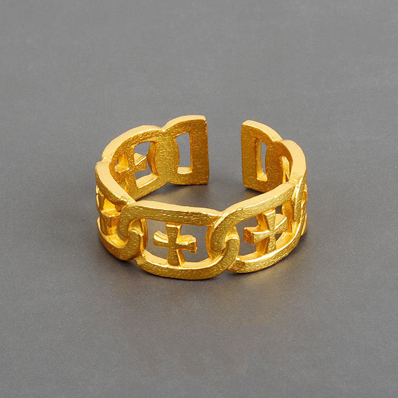 Adjustable Copper Cross Ring Womens Jewelry Platinum Gold Tone Fashion Ring With Open Front Design For Glamour