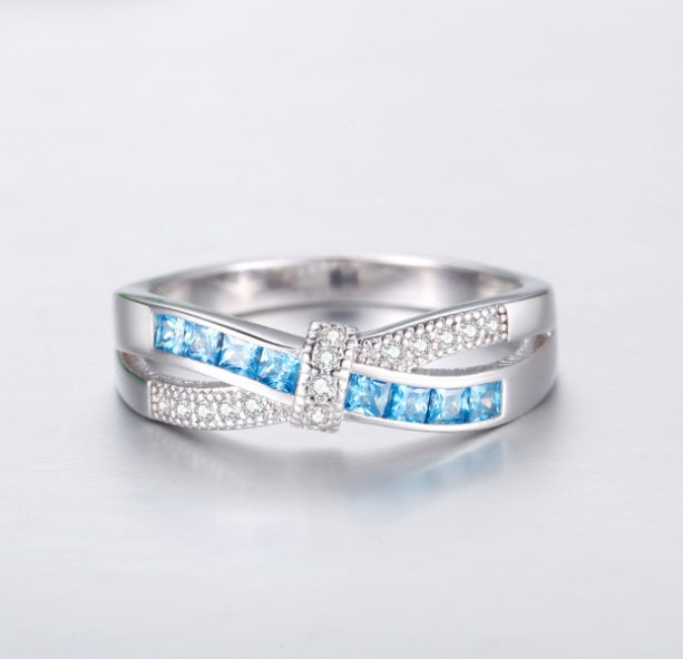 Copper Zircon Princess Wedding Engagement Ring With Platinum Inlay In White Gold Tone Sizes 6 7 8 9 Korean Style Design