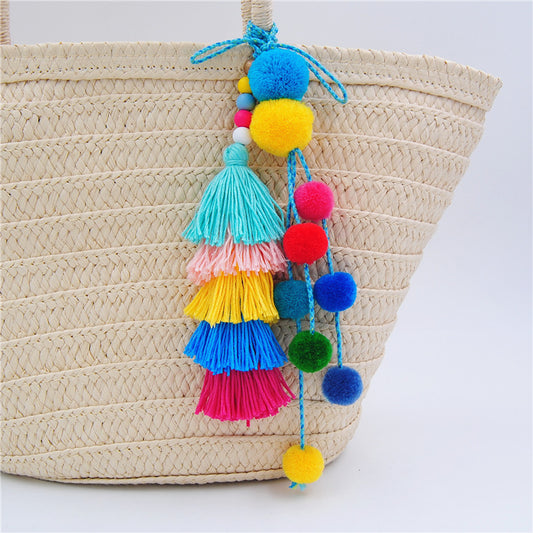 Womens Bohemian Lightweight Everyday Accessory Stylish Line Material Design Bag Charm Durable Woven Decoration