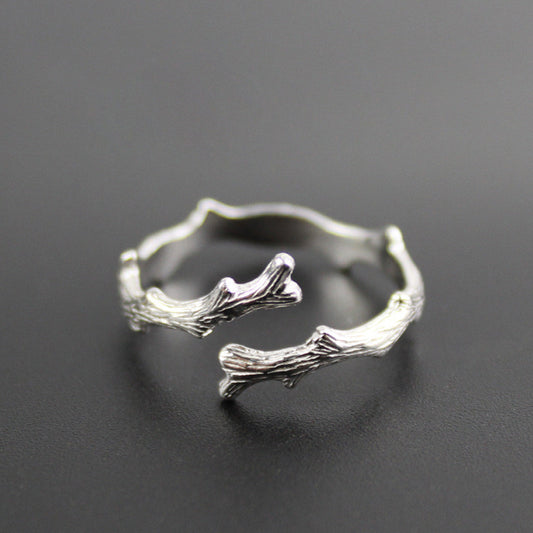 Sterling Silver Adjustable Ring Unisex Floral Korea Design Elegant Style For Women And Men Modern Craft Detail