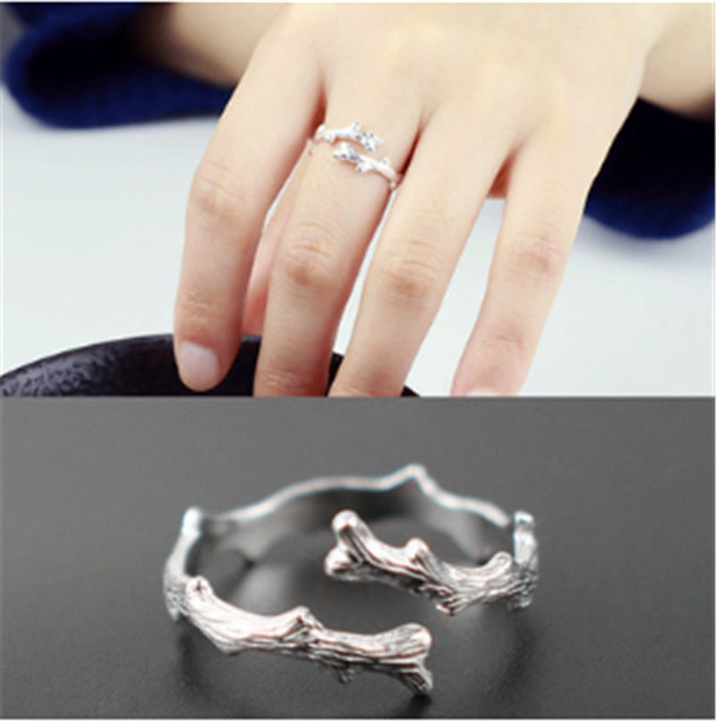Sterling Silver Adjustable Ring Unisex Floral Korea Design Elegant Style For Women And Men Modern Craft Detail