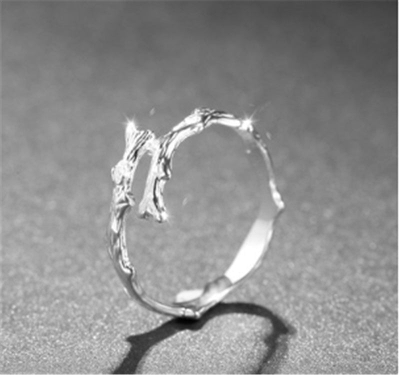 Sterling Silver Adjustable Ring Unisex Floral Korea Design Elegant Style For Women And Men Modern Craft Detail