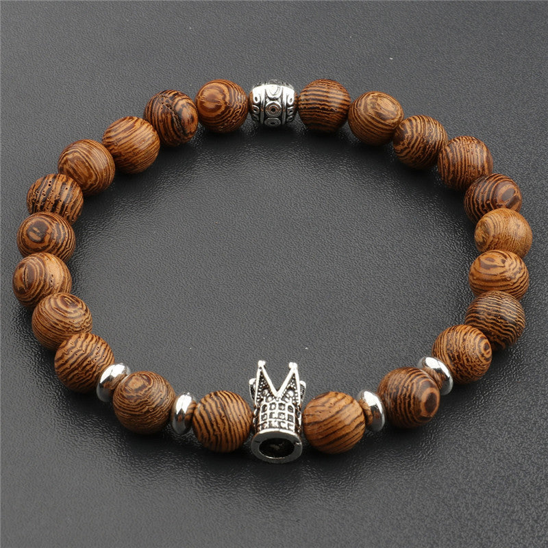 Unisex Woodgrain Beaded Bracelet ForYoga Chakra Balancing European Geometric Design Individually Packed Wooden