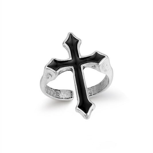 Vintage Big Cross Ring Aluminum Alloy Electroplated Gothic Jewelry For Women And Men Trendy Ring Party Ring Travel