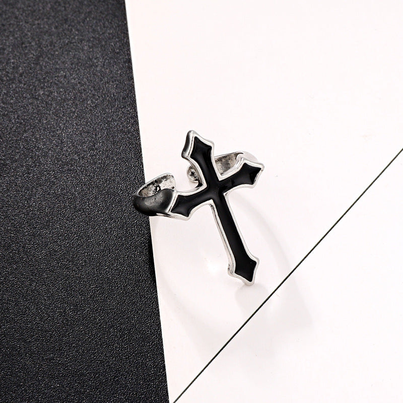 Vintage Big Cross Ring Aluminum Alloy Electroplated Gothic Jewelry For Women And Men Trendy Ring Party Ring Travel