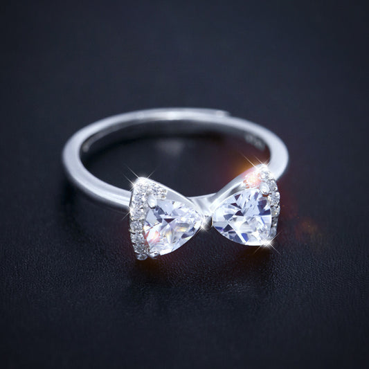 Bow Ring With Copper And Sterling Silver Inlaid Diamond Accent For Women Fashion Jewelry Gift For Her Ever Now