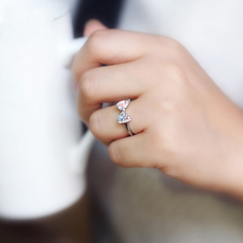 Bow Ring With Copper And Sterling Silver Inlaid Diamond Accent For Women Fashion Jewelry Gift For Her Ever Now