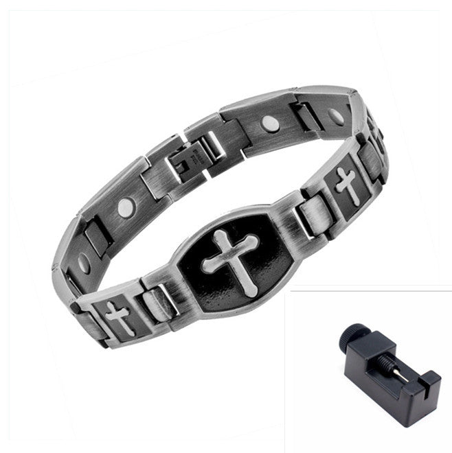Mens Womens Copper Magnetic Cross Totem Bracelet Religious Jewelry Gift for Men Women Anniversary Opening Ceremony