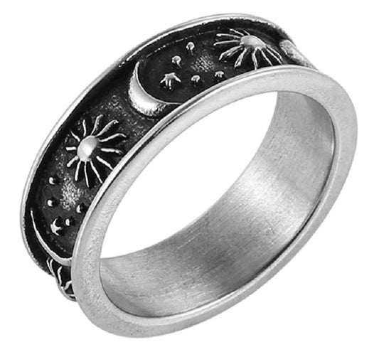 Vintage Star Moon Ring Electroplated Alloy Celestial Jewelry Individually Packed Birthday Gift For Every Style