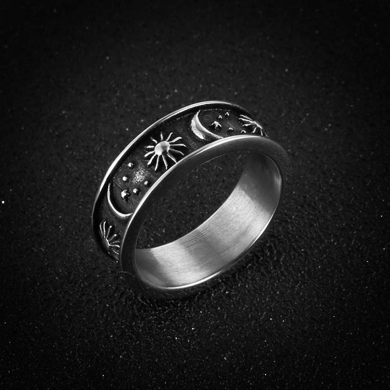 Vintage Star Moon Ring Electroplated Alloy Celestial Jewelry Individually Packed Birthday Gift For Every Style