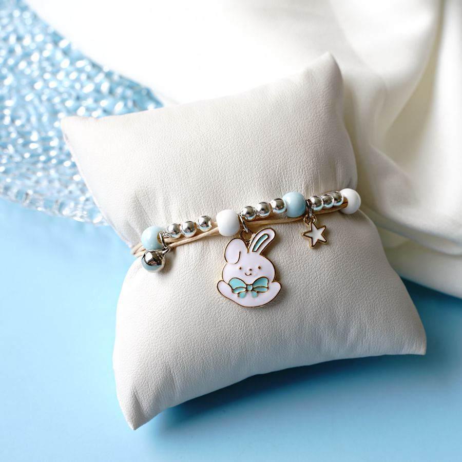 Ceramic Cartoon Bracelet Woven Alloy Jewelry Simple Beads Bracelet With Deer Rabbit Cat And Design Accessories