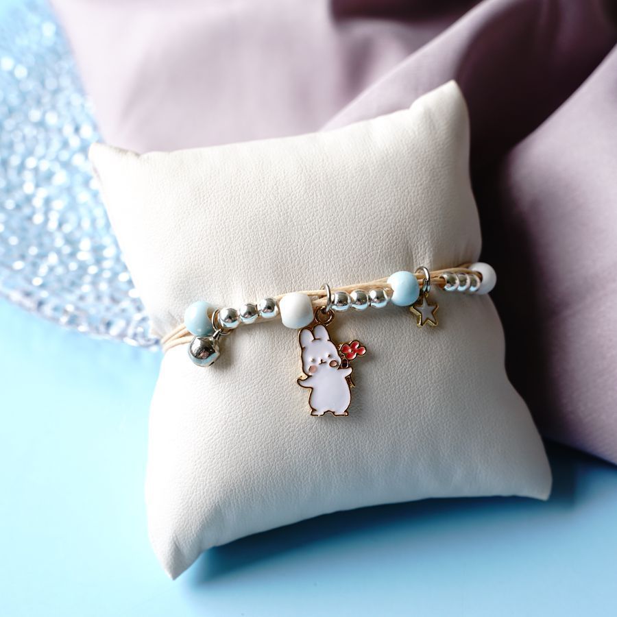 Ceramic Cartoon Bracelet Woven Alloy Jewelry Simple Beads Bracelet With Deer Rabbit Cat And Design Accessories