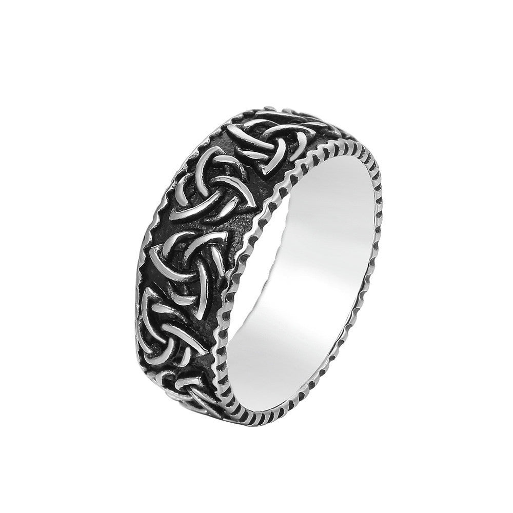 Men's Retro Ring Punk Nordic Viking Ring Titanium Steel Band Statement Ring for Men Biker Ring Cool Rings for Guys Stainless Steel Ring Jewelry