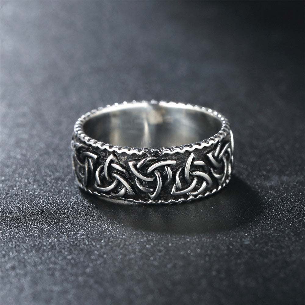 Men's Retro Ring Punk Nordic Viking Ring Titanium Steel Band Statement Ring for Men Biker Ring Cool Rings for Guys Stainless Steel Ring Jewelry