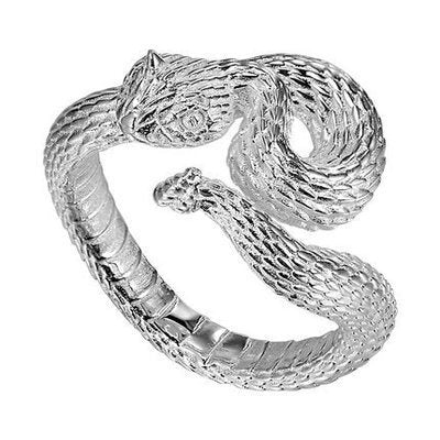 Copper Snake Ring Vintage Style Electroplated Jewelry Ancient Silver Finish Animal Design Statement Ring Women