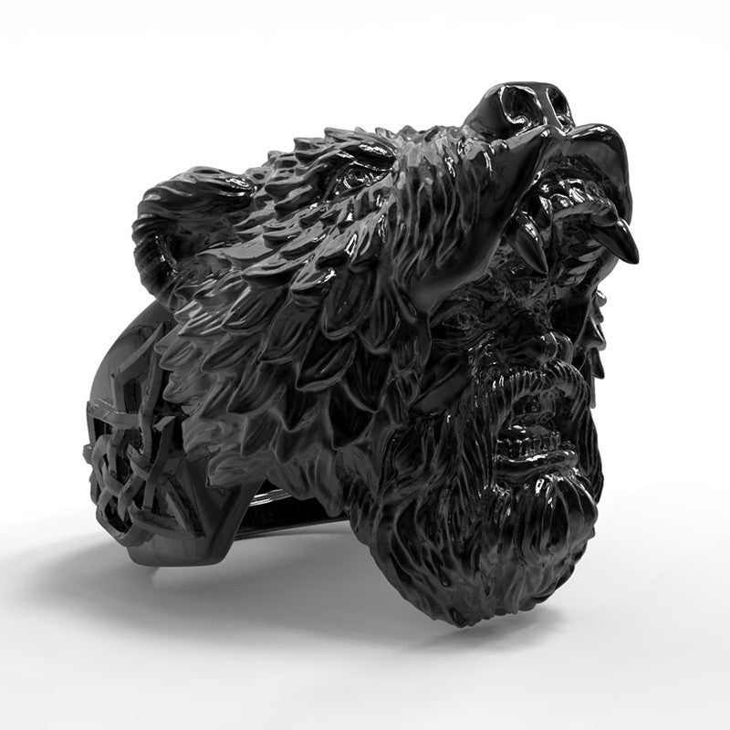 Mens Viking Ring Celtic Bear Head Zodiac Ring European American Fashion Electroplated Alloy Ring Holiday Gift