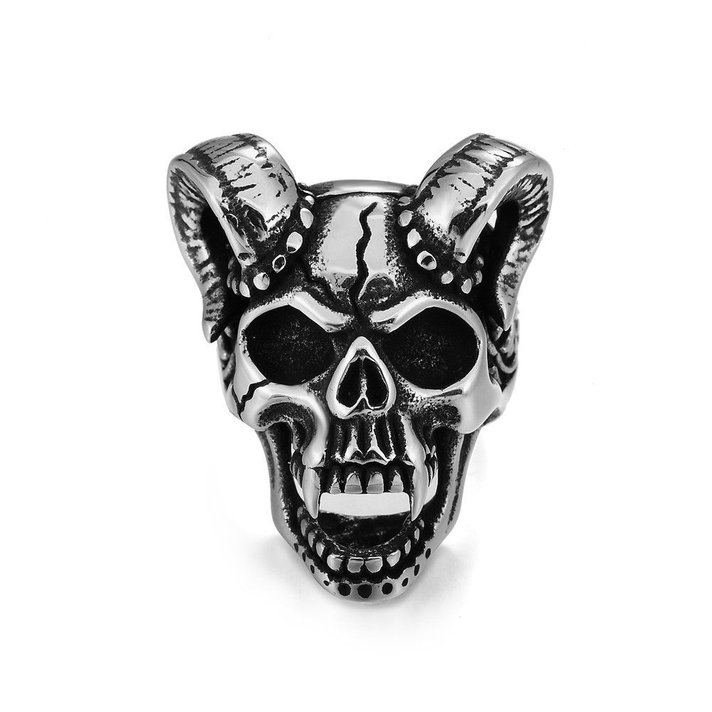 Sheep Head Personality Fashion Skull Men's Titanium Steel Ring