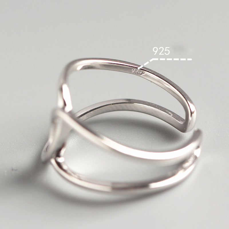 Silver Geometric Ring Minimalist Line Band Korean Style
