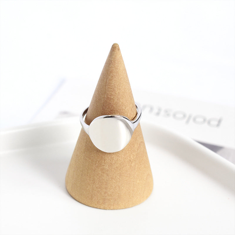 Ladies Sterling Silver Ring Glossy Circles Geometric Design Electroplated Jewelry Gifts For Her Elegant Fashion