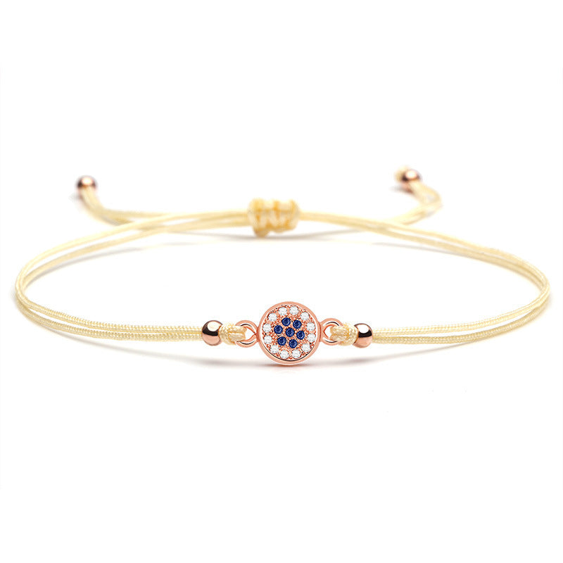 Evil Eye Bracelet Rhinestones Copper Geometry Red String