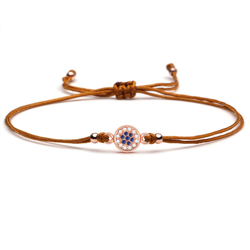 Evil Eye Bracelet Rhinestones Copper Geometry Red String