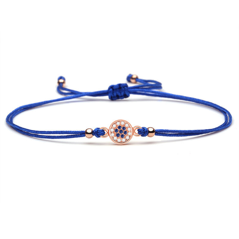 Evil Eye Bracelet Rhinestones Copper Geometry Red String