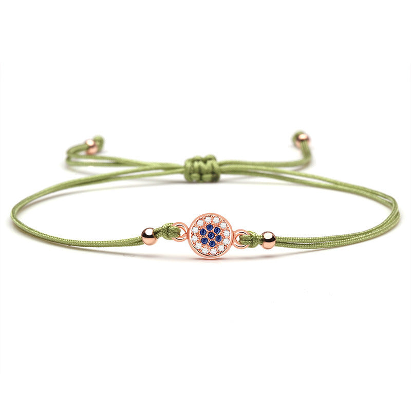 Evil Eye Bracelet Rhinestones Copper Geometry Red String