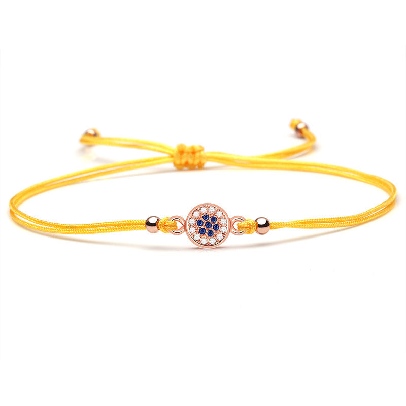 Evil Eye Bracelet Rhinestones Copper Geometry Red String