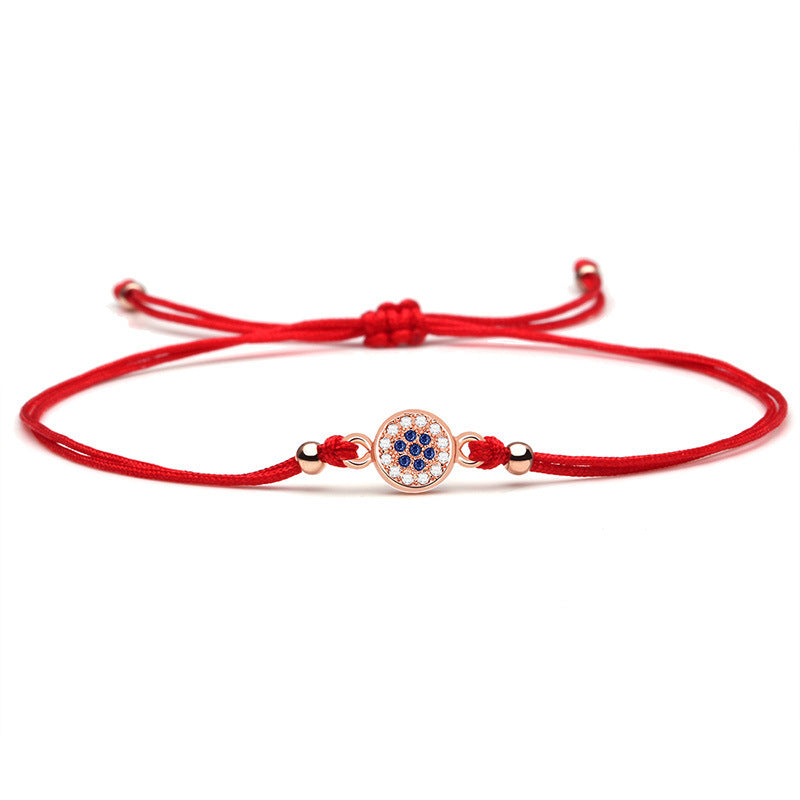 Evil Eye Bracelet Rhinestones Copper Geometry Red String