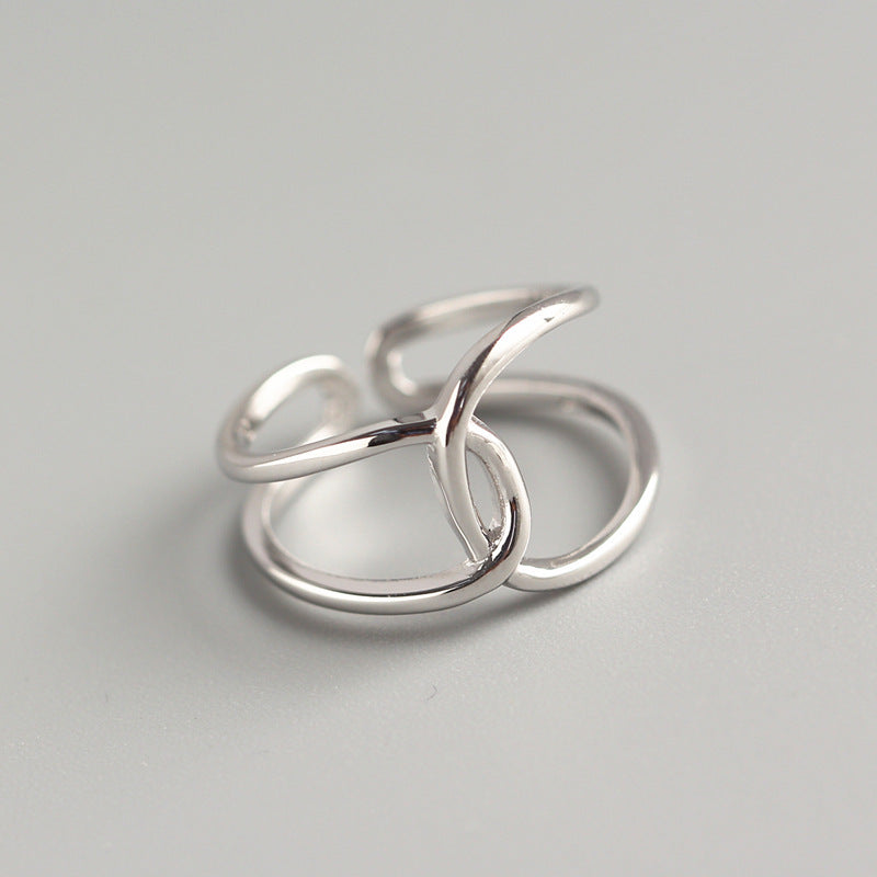 Silver Geometric Ring Minimalist Line Band Korean Style