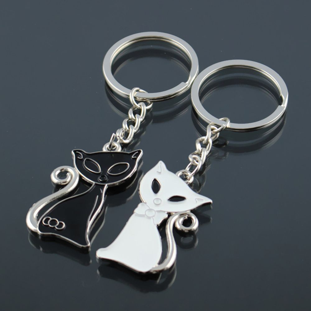 Couple Cat Keychain Pendant Alloy Ring For Lovers Adorable