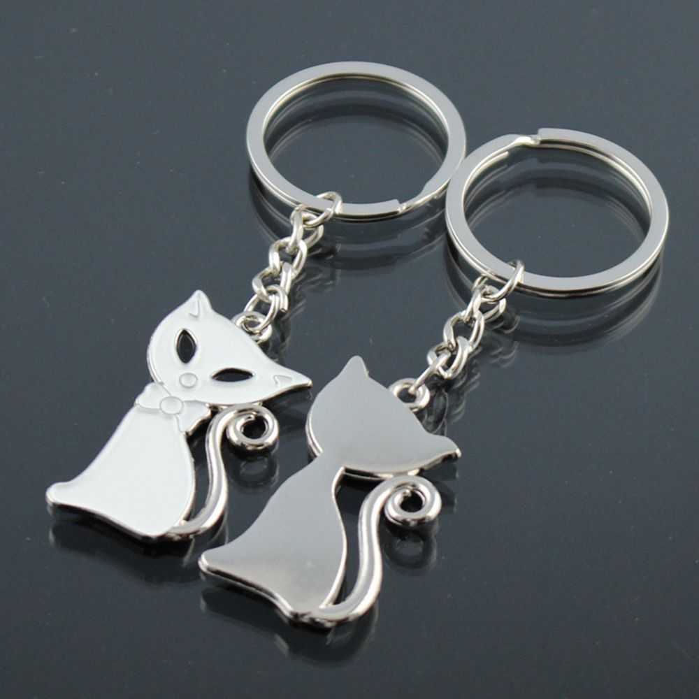 Couple Cat Keychain Pendant Alloy Ring For Lovers Adorable