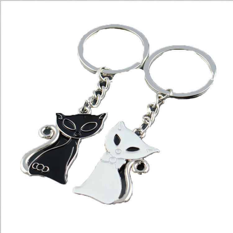 Couple Cat Keychain Pendant Alloy Ring For Lovers Adorable