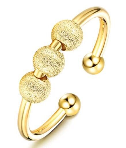 Rotating Beads Ring Adjustable Alloy Metal Band Spinner Ring For Anxiety And Stress Relief Women And Men Gift Idea